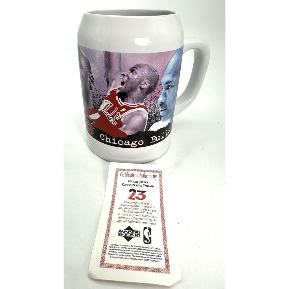 Vintage Michael Jordan #23 Bulls Upper Deck 1997 Commemorative Tankard Mug COA